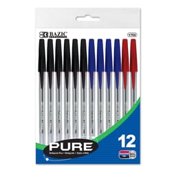 Bazic Products Pure Assorted Ball Point Pen 12 pk