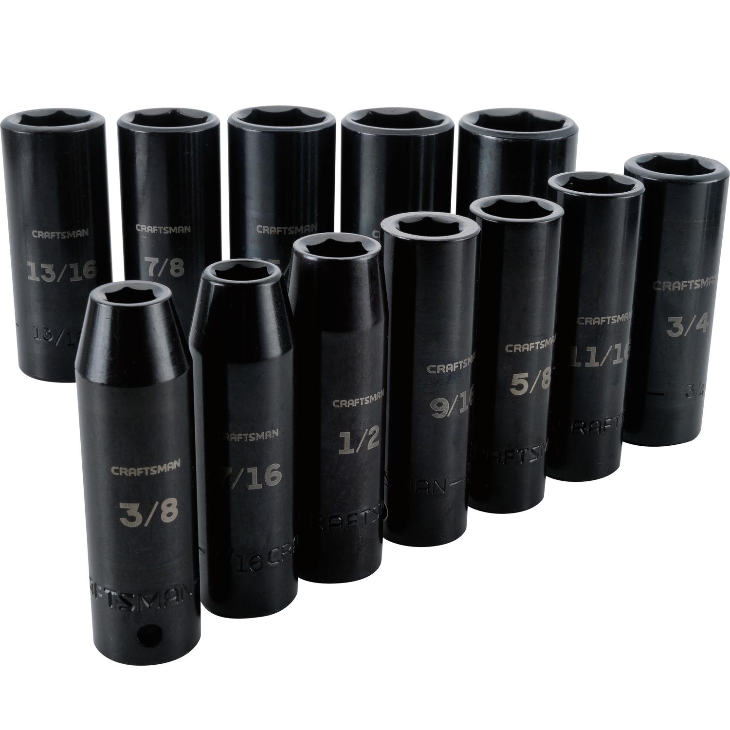 Craftsman 1-1-16 in. X 1/2 in. drive SAE 6 Point Standard Deep Impact Socket 12 pc Uae Electronic uaeelectronic.com