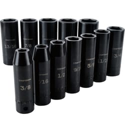 Craftsman 1-1-16 in. S X 1/2 in. drive S SAE 6 Point Standard Deep Impact Socket 12 pc