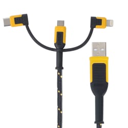 DeWalt Lightning, Type C and Micro USB 3-in-1 Cable 6 ft. Black/Yellow