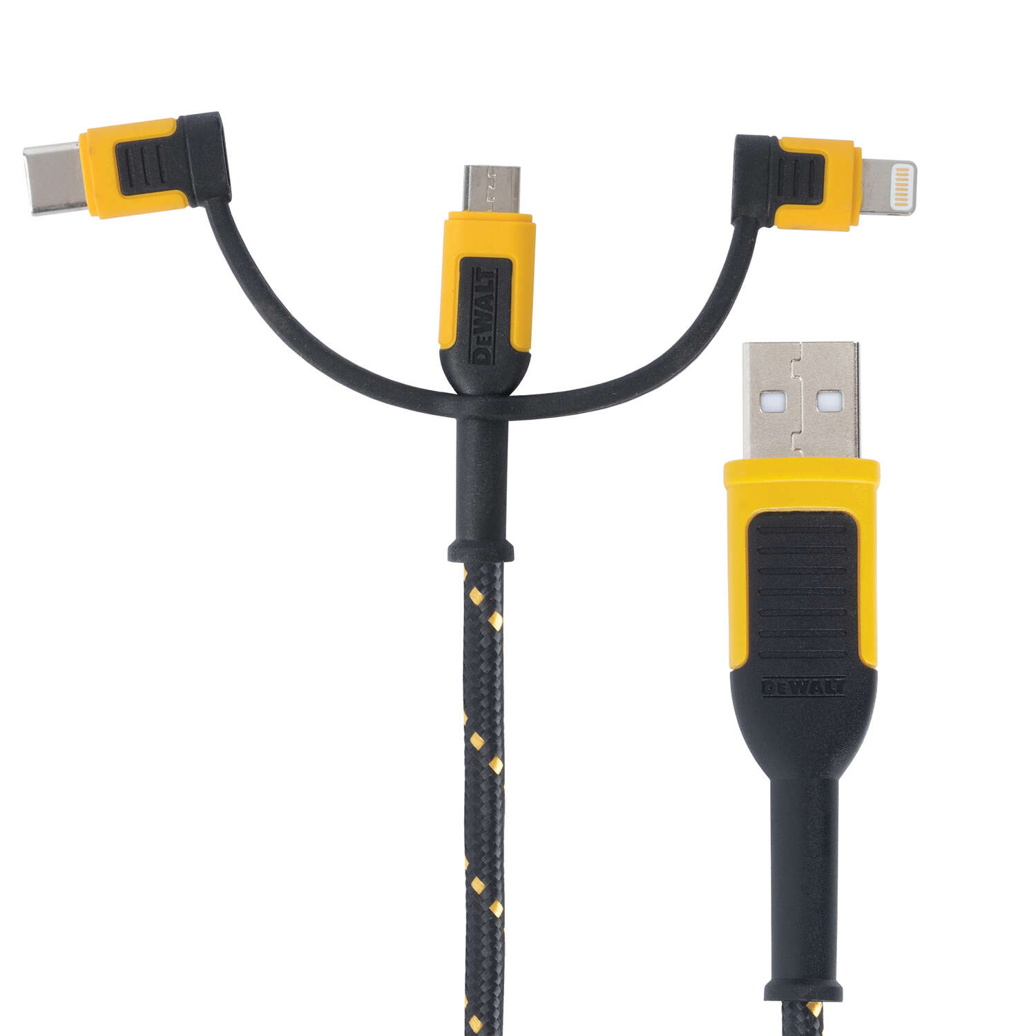 Gentlemen's Hardware 3-in-1 USB Charging Cable Cream Lightning/Micro USB/USB C Connectors Black