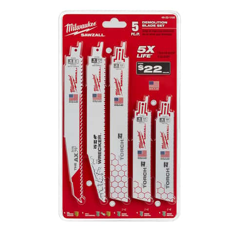 Milwaukee Metal Cutting Bi-Metal Reciprocating Blade Set (16-Piece) with 9 in. 5 TPI AX Carbide Reciprocating Blade (2-Pack)