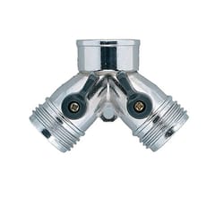 Orbit Zinc Threaded 2 Male/1 Female Y-Hose Connector with Shut Offs