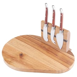 Final Touch 10 in. L X 7.3 in. W X 0.5 in. Wood Cheese Board with Slicer