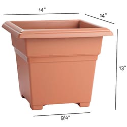 Novelty 13 in. H X 14 in. W X 14 in. D Plastic Countryside Tub Patio Planter Terracotta