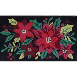 Direct Home Textiles Group 18 in. W X 30 in. L Multi-Color Poinsettias Cotton/Poly Accent Rug