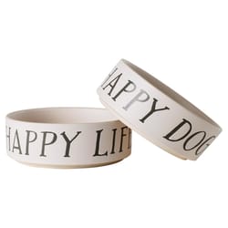 Pet Shop by Fringe Studio Cream Happy Dog Ceramic Pet Bowl