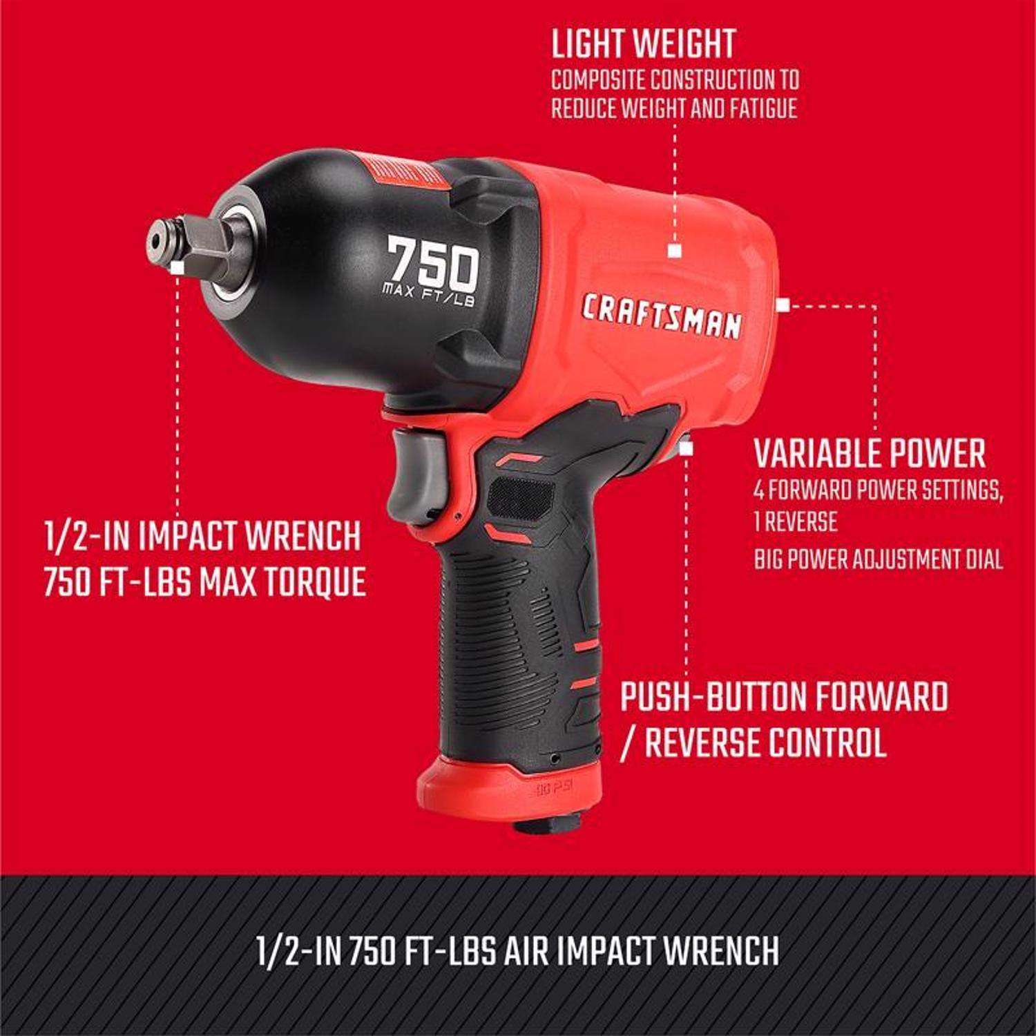 Craftsman 1 2 in. Air Impact Wrench 750 ft lb Ace Hardware