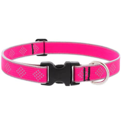 LupinePet Reflective Pink Diamond Nylon Dog Adjustable Collar