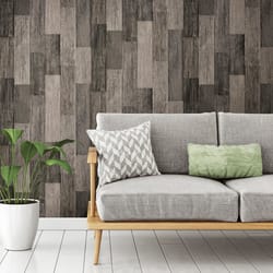 RoomMates 20.5 in. W X 16.5 ft. L Weathered Wood Plank Black Vinyl Peel and Stick Wallpaper