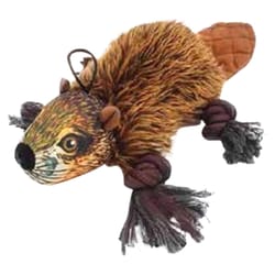 Steel Dog Realistic Roper  Brown Plush/Rope Beaver Squeak Dog Toy 1 pk