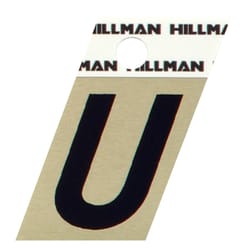 Hillman 1.5 in. Reflective Black Aluminum Self-Adhesive Letter U 1 pc
