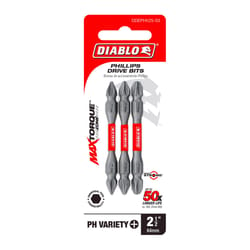 Diablo Phillips 2-1/2 in. L Double-Ended Screwdriver Bit Set Black Oxide 3 pc