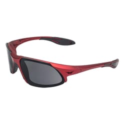 Global Vision Code-8 Metallic Motorcycle Safety Glasses Smoke Lens Red Frame 1 pk