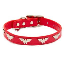 Buckle-Down DC Comics Red Wonder Woman Leather Dog Collar Small