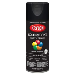 Krylon ColorMaxx Satin Black Paint + Primer Spray Paint 12 oz