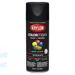 Krylon ColorMaxx Satin Black Paint + Primer Spray Paint 12 oz