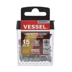 Vessel Impact Ball Phillips #2 X 1.18 in. L Torsion Bit Set Alloy Steel 15 pc