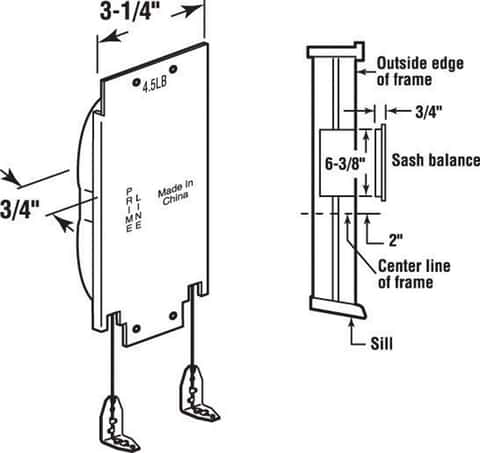 Prime-Line Silver Steel Sash Balance 0.75 in. H X 3-1/4 in. W X 6-3/8 in. L 1 pk Prime-Line Silver Steel Sash Balance 0.75 in. H X 3-1/4 in. W X 6-3/8 in. L 1 pk