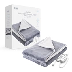 Pure Enrichment Weighted Warmth Heated Blanket 4 settings Gray 50 in. W X 60 in. L