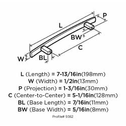 Amerock Cyprus Contemporary Arch Cabinet Pull 5-1/16 in. Satin Nickel 1 pk