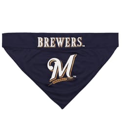 Pets First Black/White Milwaukee Brewers Cotton/Nylon Dog Collar Bandana Small/Medium