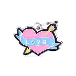 MyFamily Charms Pink Heart Love Metal Dog Pet Tags Medium