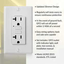 Faith 20 amps 125 V Duplex White GFCI Outlet 60 pk