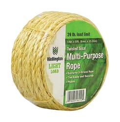 Wellington 1/4 in. D X 50 ft. L Natural Twisted Sisal Rope