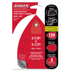 Diablo MegaMouse 4-3/16 in. Aluminum Oxide Hook and Lock Sanding Sheets 120 Grit Medium 5 pk