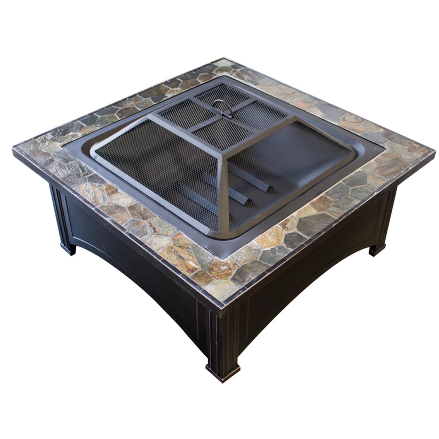 AZ Patio Heater 36 in. W Steel Rustic Square Wood Fire Pit Sansujyuku sansujyuku.com
