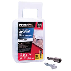 HILLMAN Power Pro No. 14 Ga. X 1.5 in. L Hex Drive Washer Head Coarse Roofing Screws