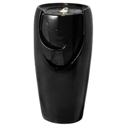 Glitzhome Ceramic Black 28.50 in. H Pot Outdoor Fountain