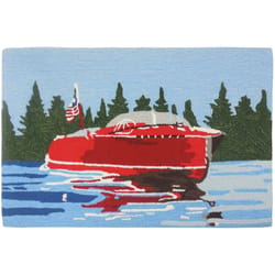 Homefires 22 in. W X 34 in. L Multi-Color Vintage Motor Boat Polyester Accent Rug