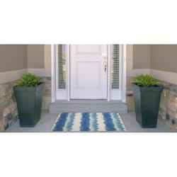 Linon Home Decor Machias 2 ft. W X 3 ft. L Blue/Cream Watercolor Polyester Accent Rug