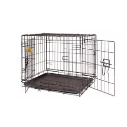 KennelMaster Extra Large Steel Double Door Dog Crate Black 33 in. H X 30 in. W X 48 in. D