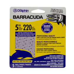 Blue Dolphin Barracuda 5 in. Aluminum Oxide Hook and Loop Sanding Disc 220 Grit Very Fine 5 pk