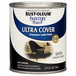 Rust-Oleum Painters Touch Satin Canyon Black Paint Exterior and Interior 1 qt