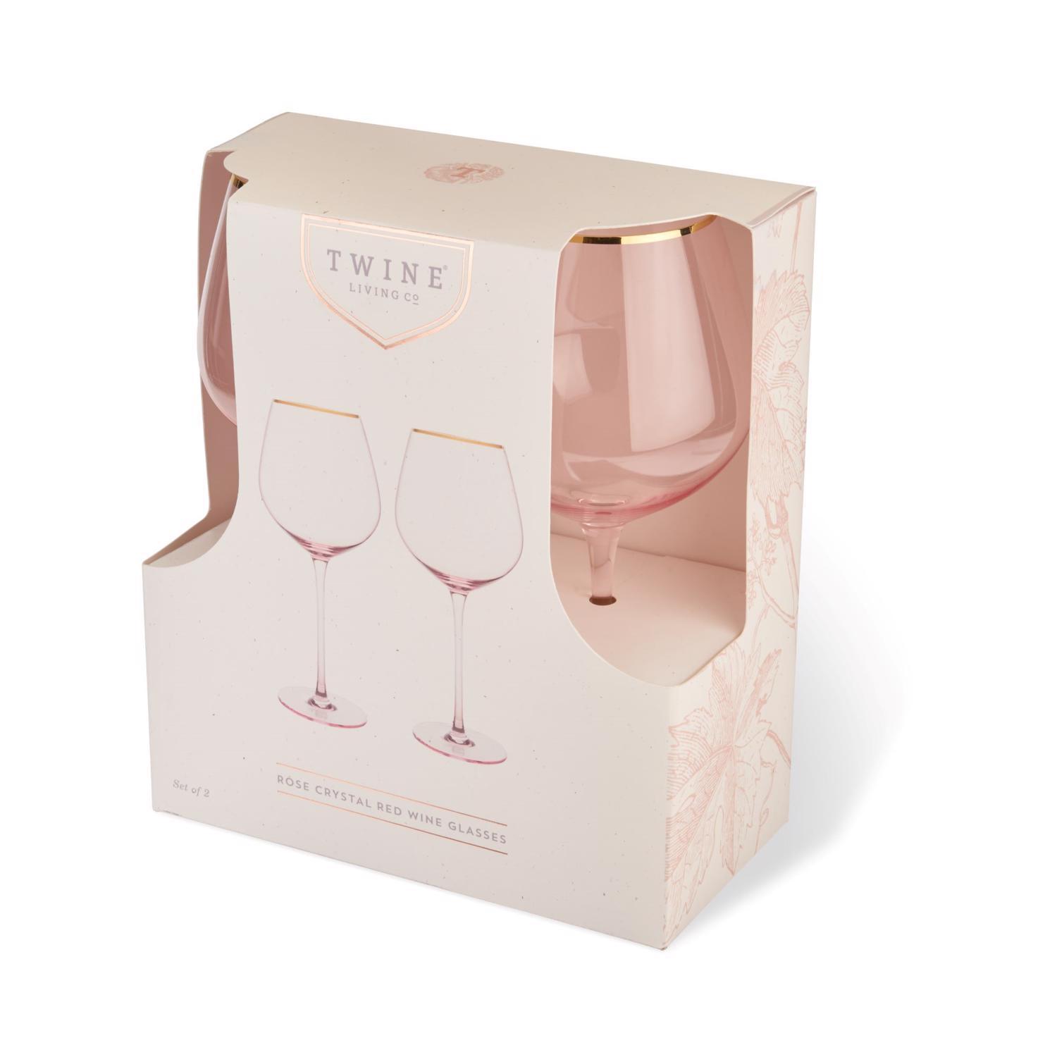 TWINE 20 oz Rose Gold Crystal Wine Glass Set Sansujyuku sansujyuku.com