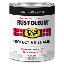 Rust-Oleum Stops Rust Indoor and Outdoor Semi-Gloss Black Rust Prevention Paint 1 qt