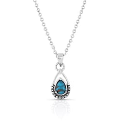Montana Silversmiths Women's Touch of Teardrop Silver/Turquoise Necklace Brass Water Resistant