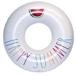 CocoNut Float Rae Dunn White Vinyl Inflatable Happy Summer Pool Float Tube