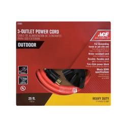 Ace Indoor or Outdoor 25 ft. L Orange Triple Outlet Cord 12/3 STW