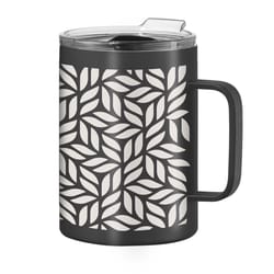 OGGI 14 fl. oz. Black BPA Free Geo Leaf Thermal Travel Mug