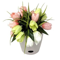 Bamboo Blooms 6.5 in. H X 7 in. D Natural Fiber Flower Pot Cream