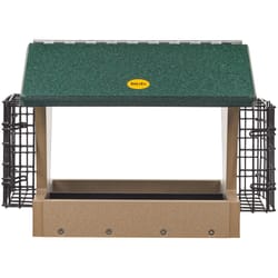 Birds Choice 3 lb Wood Hopper with Suet Cage Bird Feeder