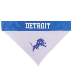 Pets First Blue/White Detroit Lions Cotton/Nylon Dog Collar Bandana Large/X-Large