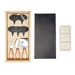 Kikkerland 11 in. L X 6 in. W X 2 in. Steel/Wood Charcuterie Board Set