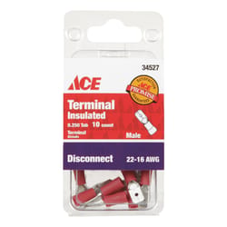 Ace Insulated Wire Male Disconnect Red 10 pk