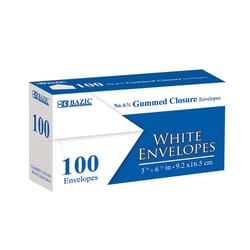 Bazic Products 3-5/8 in. W X 6-1/2 in. L No. 6 3/4 White Envelopes 100 pk